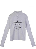 Advbridge Harajuku Turtleneck Women Sweaters Korean Style Streetwear Y2k Letter Printed Knitted Tops Gray Long Sleeve Aesthetic