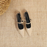 ADVBRIDGE  -  Women's Flat Sandals Minimalist Pointed Flat Sole Shoes One Word Strip with Empty Back Low Heel Women's Shoes Sandalias Mujer