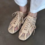 ADVBRIDGE  -  German Training Shoes Women 2025 Summertime Flat Lace-up Forrest Gump Shoes Women Genuine Leather Mesh Ventilation Sneakers