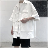 Advbridge Men‘s Wintern outfits 2024 New Summer Japanese Hong Kong Style Fashion Trend Lapel Loose Casual Simple Color Versatile Design Work Shirt for Men