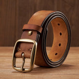 Advbridge Thick Cowhide Copper Pin Buckle Real Genuine Leather Belt For Jeans Fashion Casual Belt Men Waistband Retro Luxury Male Strap