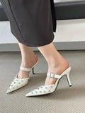 ADVBRIDGE  -   Crystal Diamond Buckle Strap Pointed Toe Women Pumps Slippers Fashion Party Prom Thin High Heels Shoes
