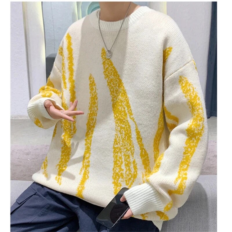 Advbridge New Men Sweaters Knitted Tops Loose O-neck Pullover Knitwear Sweater Male