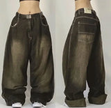 Advbridge Street Jeans Women Y2K American New Harajuku Hip-Hop Retro Loose Fashion Overalls Gothic High Waist Wide-Leg Pants Unisex