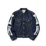 Advbridge  Japanese Dark Blue Denim Lapel Bone Embroidery Loose Jacket New High Quality Men Coats