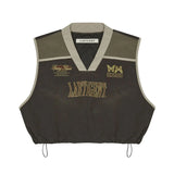 Advbridge Korean version of new quick drying V-neck color blocking letter print drawstring sports loose vest for men and women ins