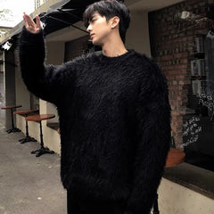 Advbridge 2024 Men Autumn Winter New Oversize Solid Color Knitted Jumpers Male O-neck Sweater Tops Men Long Sleeve Warm Pullovers