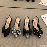 Advbridge Bow Sandals Women Summer Pointed Low Heel Sandals Women Fashion Baotou Thin Strap Sandals High Heels Sandalias De Mujer