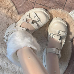 Advbridge Sweet Cool Lolita Shallow Single Shoes Sweet Girl Thick Bottom Height Boosting Buckle Y2k High Heels Round Head Shoes