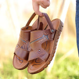 ADVBRIDGE  -  Beef Tendon Base Leather Sandals for Men 2025 Summer New Designer Beach Shoes Male Solid Color Fashion Casual Slipper Shoes Man