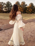 Advbridge  Off Shoulder Summer Women's Dress 2025 Lantern Sleeve Bowknot Beach Casual Dress Set 2pcs Outfit Maxi Dress Vestidos