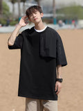 ADVBRIDGE  -  Men's High Quality T-shirt Cotton Funny Game Patchwork Loose Casual Loose O-neck Contrast Cool T-shirt Male Top Q112