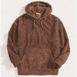 Advbridge Autumn and Winter New Men's Casual Pullover Hooded Sweater Pullover Corduroy Retro Long Sleeve Pocket Pullover