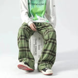 Advbridge Loose Lazy Plaid Velvet Joggers Pants Men Streetwear Oversized Pants Y2k Fashion Casual Hop Hop Elastic Wasit Straight Trousers
