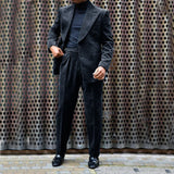 Advbridge Men's Corduroy Suit Double Breasted Gun Lapel 2 Piece Jacket + Pants Best Party Casual Men's Wedding Outfit Full Suit