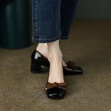 ADVBRIDGE  -  Women Casual Retro Bowknot Flat Shoes Winter Fashion British Style Elegant Square Toe Stiletto Pumps