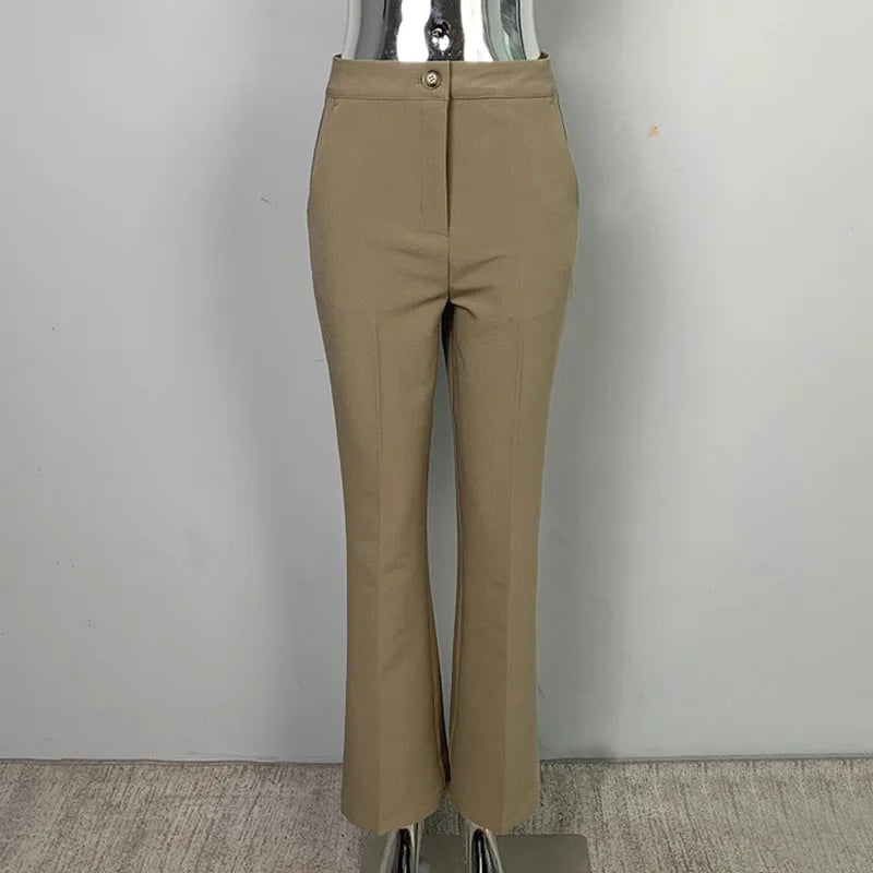 ADVBRIDGE  -  Korea High Waist Women Casual Pants Y2K Elegant Office Lady Slim Flared Pants Fashion Solid Streetwear All Match Female Trousers