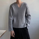 Advbridge 2025 Spring Fall Casual Mens Knit Jumper Tops Long Sleeve V Neck Knitted Sweaters Men Vintage V Neck Slim Fit Knitting Pullovers