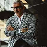 Advbridge New Men's Suits Jacket Fashion Houndstooth Notch Lapel One Coat Slim Fit Groom Tuxedos Only Blazer For Wedding Business