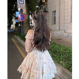 Advbridge Sweet Bow Corduroy Long Sleeve Tops Women+ Y2k Gentle Slim Waist Bottoming Camisole Floral Dress Spring New Two Piece Sets