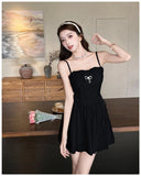 ADVBRIDGE  -  Apricot Sweet Kawaii Dresses for Women's French Style Fairy Vestidos Summer Elegant Lace Spaghetti Strap Dress Feminine