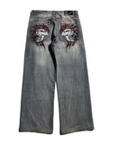 Advbridge Y2K New High-Waisted Jeans Female American Harajuku Loose Fashion Gothic Wide-Leg Pants Screen Sister Pocket Straight Pants Tide