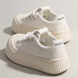 Advbridge New Shallow Mouth Soft Leather Doll Head Women Cute Sports Shoes Round Head Fashion Platform Leisure Sports Low Top Board Shoes