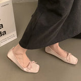Advbridge 2024Women Spring Shoes Square Toe Boat  Bow Ballet Flats Velvet Slip on Flat  for Female