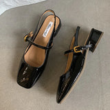 ADVBRIDGE  -  Women Square Toe Sandals Dress Elegant Slippers 2024 Summer Fashion High Heels Shoes Trend Outdoor Chunky Pumps Female Slides