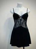 ADVBRIDGE  -  Beauty Back Nightgowns Women Sleepwear Sexy Lingerie V-neck Suspender Nightdress Female Slim Waist Thin with Chest Pad Nighties