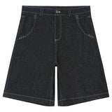 Advbridge Hip Hop Pockets Embroidery Letter Print Jeans Shorts for Men Summer Retro Oversized Wide Leg Denim Knee Lenght Pants