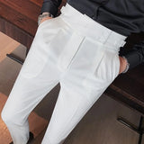 Advbridge Men's Luxury Button-down Draped Baggy Suit Pants Casual Solid Color Straight Premium Elegant Dress Pants 2024 New Spring