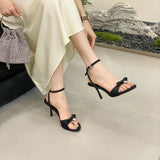 Advbridge Open Toe Women Sandals Bow Design Summer Dress Shoes Thin High Heels Ankle Strap Stiletto Party Sexy Sandals Slides Mules Shoes