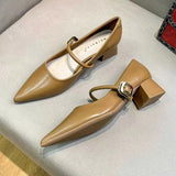 Advbridge 2024 Woman Elegant Summer French Pointed Toe Mary Janes Casual Chunky Heels Female Retro Shoes Low Heeled Women Shoes Q130