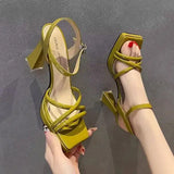 ADVBRIDGE  -  Female Sandal Comfort Shoes for Women Buckle Strap 2025 Summer High Heels Open Toe Girls High-heeled Peep New Retro Block
