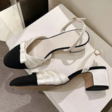 ADVBRIDGE  -  Sweet Bow Slingback Sandals Women Elegant Pointed Toe Back Strap Buckle Mid Heel Sandals Fashion Comfortable Zapatos De Mujer