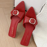 ADVBRIDGE  -  High quality pointy toe buckle brand sandals Women 2025 summer fashion open toe thin heel slide sandals simple comfortable pumps