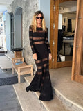 Advbridge Chic Solid Hollow Out Spliced Maxi Dress For Women Fashion High Waist Sleeveless Bodycon Robe Female Evening Prom Party Vestidos