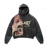Advbridge Dark Gothic geometric pattern printed oversized pullover hoodies women Y2K street hip-hop rock trend couple versatile sweatshirt
