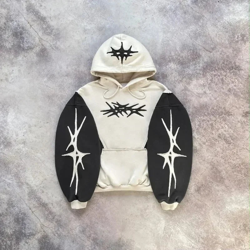 Advbridge Hip Hop Embroidery Streetwear Hoodie for Womens Y2K Retro Hoodie Sweatshirt Men New Harajuku Gothic Pullover Hoodie Clothes