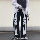Advbridge Trousers With Print White Jeans For Men Skeleton Straight Male Cowboy Pants Designer Comfortable Korean Autumn Harajuku