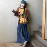 Advbridge Harajuku Cartoon Sweaters Women Vintage Y2k Streetwear Knitted Pullover Grunge Retro Long Sleeve Aesthetics Sweaters