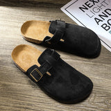 ADVBRIDGE  -  Fashion Men‘s Suede Mules Slippers Summer Women Clogs Cork Insole Sandals with Arch Support Outdoor Beach Slides Home Shoes