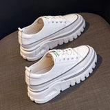 Advbridge Leather Thick Sole Mesh Sponge Cake Sole Shoes Breathable Comfortable Casual and Versatile Women Sports Shoes