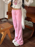 ADVBRIDGE  Lace Up Loose Cargo Pants Women High Waist Fashion Pocket Baggy Sweatpants Women's Solid Streetweat Woman Autumn 2023 New
