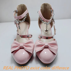 Advbridge Cat Girls Pumps Round Toe Block Heels 5.5cm Buckle Strap Rivets Big Size 41 42 43 Sweet Lolita Shoes 30