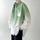 Advbridge Men's shirt Gradient Plicated Long Sleeve Shirts Loose Korean Shirt Fashion Casual Oversize Shirt Coat High Quality Clothing