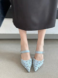 ADVBRIDGE  -   Crystal Diamond Buckle Strap Pointed Toe Women Pumps Slippers Fashion Party Prom Thin High Heels Shoes