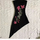 ADVBRIDGE  -  Summer Streetwear Printing Strapless Dress Harajuku Sexy Irregular Fairy Dresses Women Y2k Aesthetic Slim Waist Tunic Vestidos