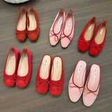 ADVBRIDGE  -  Red New Women Flat Shoes Fashion Shallow Slip On Ladies Elegant Ballerinas Shoes Soft Flat Heel Outdoor Casual Mary Jane S